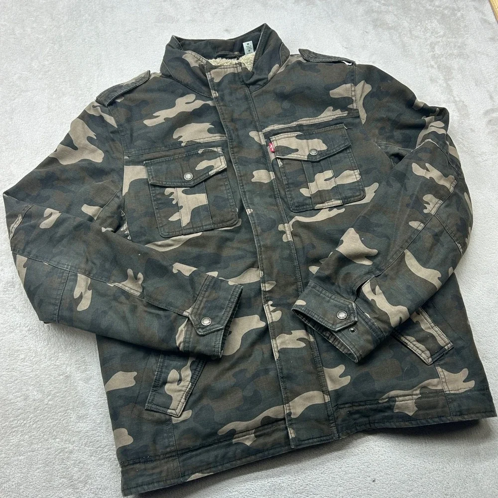 Levi's Field Jacket‎ Mens Medium Camo Sherpa Lined Military Cotton Streetwear